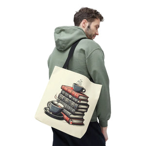 Vibrant Books Tote Bag - Coffee and Stories Canvas - Dipaliz - Shopping Totes
