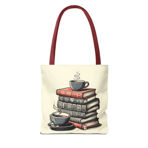 Vibrant Books Tote Bag - Coffee and Stories Canvas - Dipaliz - Shopping Totes