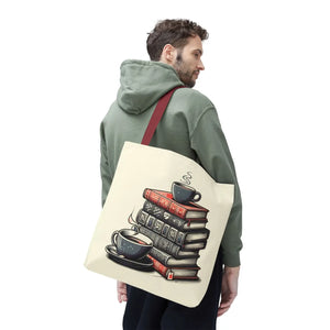 Vibrant Books Tote Bag - Coffee and Stories Canvas - Dipaliz - Shopping Totes
