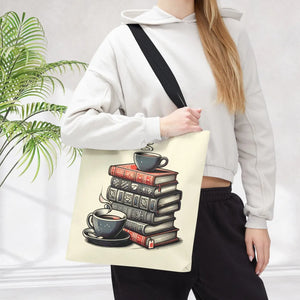 Vibrant Books Tote Bag - Coffee and Stories Canvas - Dipaliz - Shopping Totes