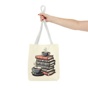 Vibrant Books Tote Bag - Coffee and Stories Canvas - Dipaliz - Shopping Totes