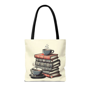 Vibrant Books Tote Bag - Coffee and Stories Canvas - Dipaliz - Shopping Totes