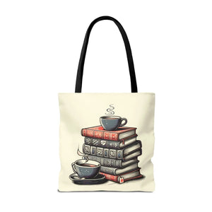 Vibrant Books Tote Bag - Coffee and Stories Canvas - Dipaliz - Shopping Totes