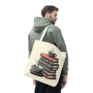 Vibrant Books Tote Bag - Coffee and Stories Canvas - Dipaliz - Shopping Totes