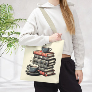 Vibrant Books Tote Bag - Coffee and Stories Canvas - Dipaliz - Shopping Totes