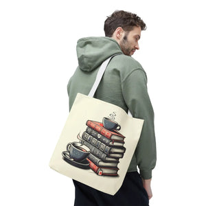 Vibrant Books Tote Bag - Coffee and Stories Canvas - Dipaliz - Shopping Totes