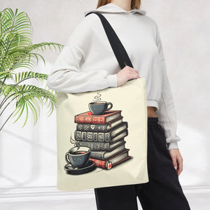 Vibrant Books Tote Bag - Coffee and Stories Canvas - Dipaliz - Shopping Totes