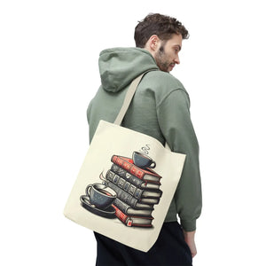 Vibrant Books Tote Bag - Coffee and Stories Canvas - Dipaliz - Shopping Totes