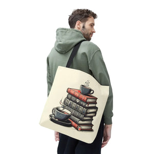 Vibrant Books Tote Bag - Coffee and Stories Canvas - Dipaliz - Shopping Totes