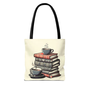 Vibrant Books Tote Bag - Coffee and Stories Canvas - Dipaliz - Shopping Totes