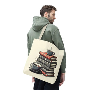 Vibrant Books Tote Bag - Coffee and Stories Canvas - Dipaliz - Shopping Totes