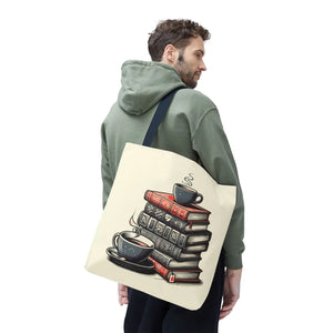 Vibrant Books Tote Bag - Coffee and Stories Canvas - Dipaliz - Shopping Totes