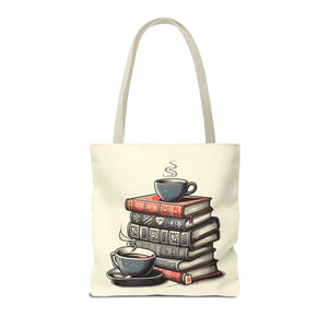 Vibrant Books Tote Bag - Coffee and Stories Canvas - Dipaliz - Shopping Totes