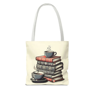 Vibrant Books Tote Bag - Coffee and Stories Canvas - Dipaliz - Shopping Totes