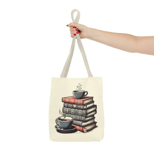 Vibrant Books Tote Bag - Coffee and Stories Canvas - Dipaliz - Shopping Totes