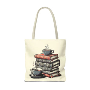 Vibrant Books Tote Bag - Coffee and Stories Canvas - Dipaliz - Shopping Totes