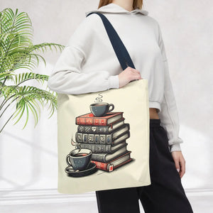 Vibrant Books Tote Bag - Coffee and Stories Canvas - Dipaliz - Shopping Totes