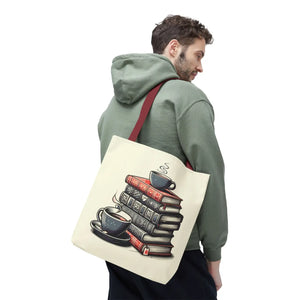 Vibrant Books Tote Bag - Coffee and Stories Canvas - Dipaliz - Shopping Totes