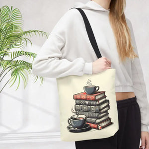 Books Tote Bag - Vibrant Reader Coffee Lover Style - Dipaliz - 13’’ × / Black - Shopping Totes
