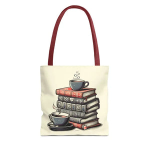 Books Tote Bag - Vibrant Reader Coffee Lover Style - Dipaliz - 13’’ × / Red - Shopping Totes