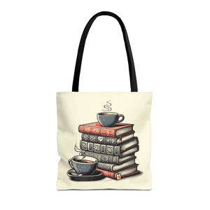 Books Tote Bag - Vibrant Reader Coffee Lover Style - Dipaliz - 16’’ × / Black - Shopping Totes