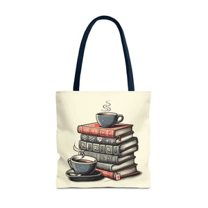 Books Tote Bag - Vibrant Reader Coffee Lover Style - Dipaliz - 18’’ × / Navy - Shopping Totes