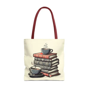 Books Tote Bag - Vibrant Reader Coffee Lover Style - Dipaliz - 18’’ × / Red - Shopping Totes