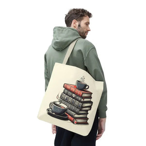 Books Tote Bag - Vibrant Reader Coffee Lover Style - Dipaliz - Shopping Totes