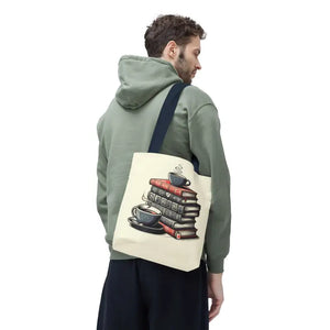 Books Tote Bag - Vibrant Reader Coffee Lover Style - Dipaliz - Shopping Totes