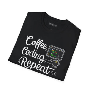 Soft Cotton T-shirt Coffee Coding Repeat - Dipaliz - T-shirts - one Size