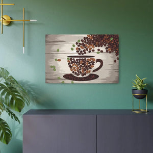 Coffee Bean Metal Art Sign White Aluminum - Dipaliz - Novelty Signs