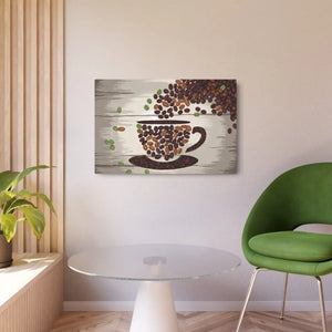 Coffee Bean Metal Art Sign White Aluminum - Dipaliz - Novelty Signs