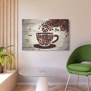 Coffee Bean Metal Art Sign White Aluminum - Dipaliz - Novelty Signs