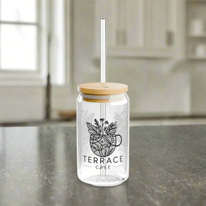 Stylish Bpa-free Sipper Glass - Terrace Cafe Design - Dipaliz - Tumblers