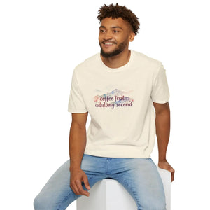 Coffee First Adulting Second T‑shirt, Cute Watercolor Tee for Millennials & New Grads - T-shirts