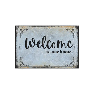 Vintage Metal Art Welcome Sign White Aluminum Matte Finish Dipaliz - 36″ x 24″ (horizontal) / 0.12’’ - Novelty Signs