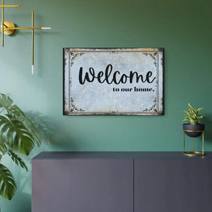Vintage Metal Art Welcome Sign White Aluminum Matte Finish Dipaliz - Novelty Signs