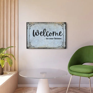 Vintage Metal Art Welcome Sign White Aluminum Matte Finish Dipaliz - Novelty Signs