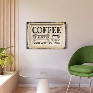 Vintage Metal Art Sign Coffee Friends Good Vibes Decor - Dipaliz - Novelty Signs