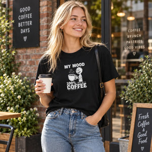 DipaliZ Coffee Graphic Tee Garment-dyed Finish Cotton