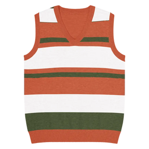 Color Block Stripes Knit V-neck Vest - Retro Modern Style - Dipaliz - 3xs - Vests