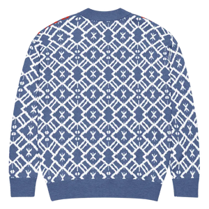 Color Block Burgundy Blue Patterned Sleeve Cardigan - Dipaliz - Cardigans