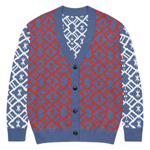 Color Block Burgundy Blue Patterned Sleeve Cardigan - Dipaliz - s - Cardigans