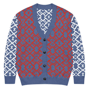 Color Block Burgundy Blue Patterned Sleeve Cardigan - Dipaliz - 2xl - Cardigans