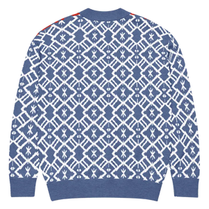 Color Block Burgundy Blue Patterned Sleeve Cardigan - Dipaliz - Cardigans