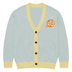 Light Blue Colorblock Cardigan Rainbow Sleeves - Dipaliz - m - Cardigans