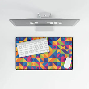 Colorblock Geometric Desk Mat - Large Rgb Gaming and Office - Dipaliz - 23.6’’ × 13.8’’ - Computer Accessories