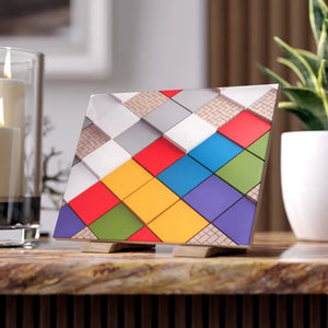 Home Decor - Vibrant Ceramic Photo Tiles Colored Squares Pattern - Dipaliz