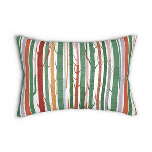 Colored Trees Lumbar Pillow - Whimsical Art Design - Dipaliz - 20’’ × 14’’ - Pillows