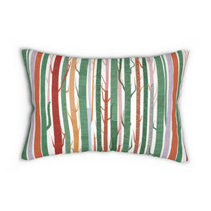 Colored Trees Lumbar Pillow - Whimsical Art Design - Dipaliz - 20’’ × 14’’ - Pillows